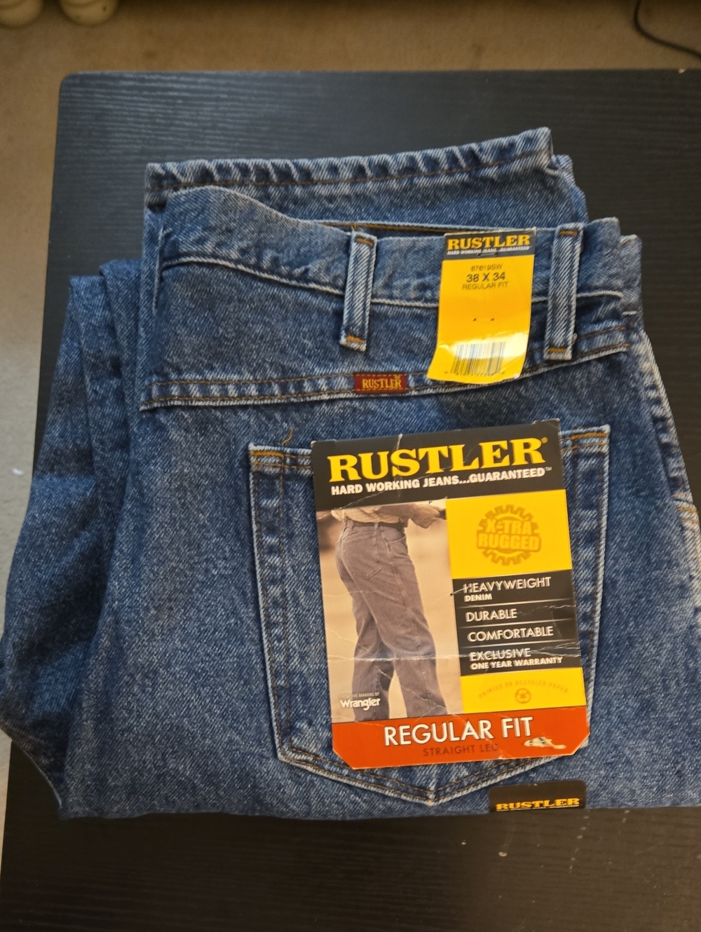 Rustler Men’s Straight Leg Jeans in Blue Denim